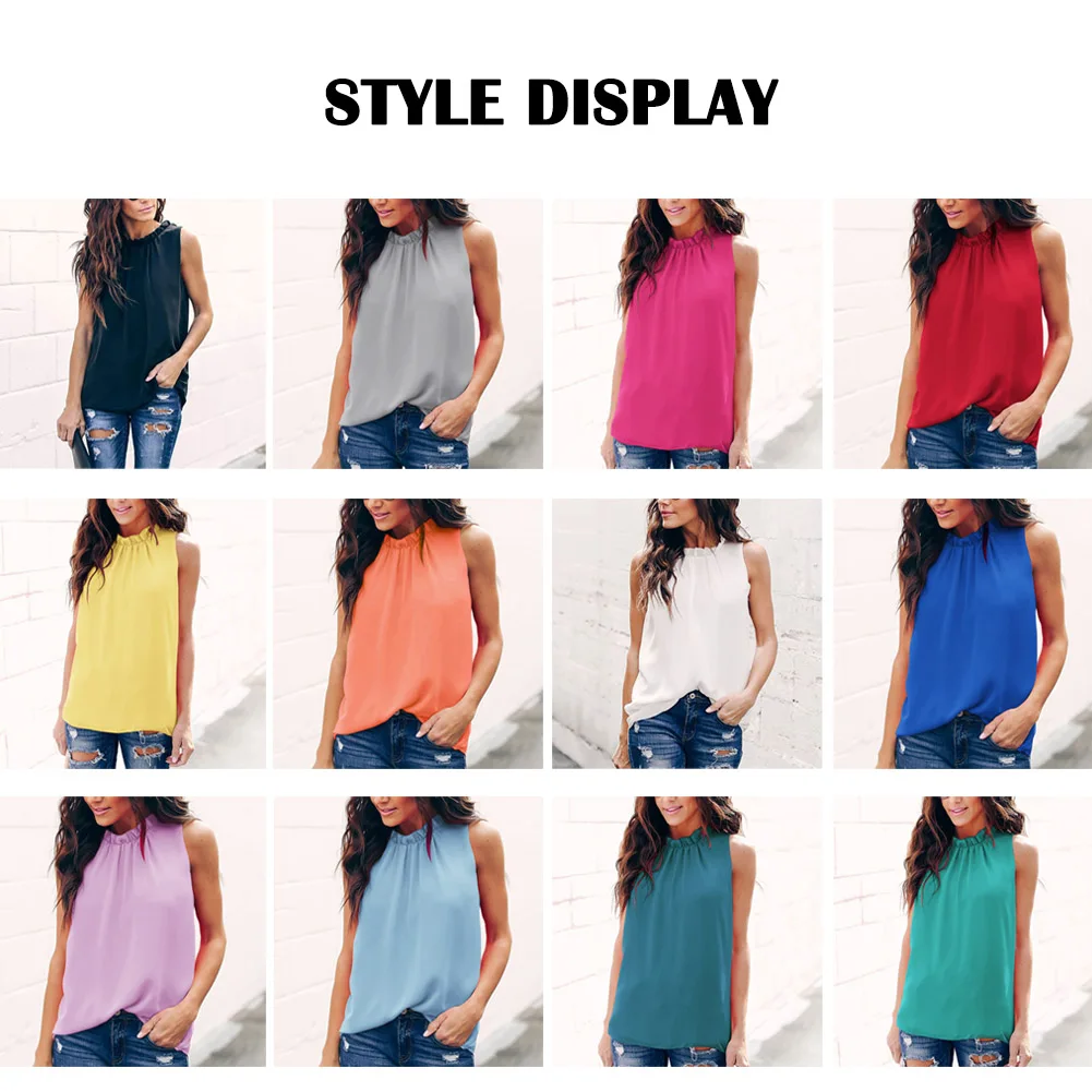 

Women Loose Halter Neck Sleeveless Shirts for Summer T-Shirts FS99