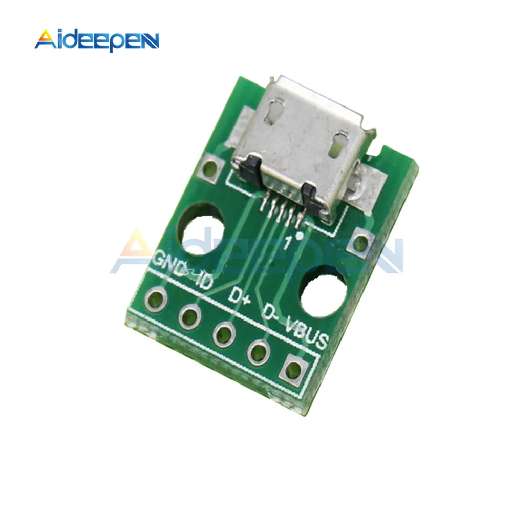 5 шт./лот плата адаптера Micro USB Для DIP 2 54 мм PCB разъем модуль панели гнездо