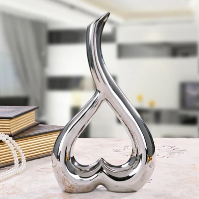 A2 silver Креативная Серебряная Золотая ваза декор современная керамическая ваза свадебный декоративный цветок для дома горшок в форме сердца настольная украшение для дома - Цвет: A2 silver