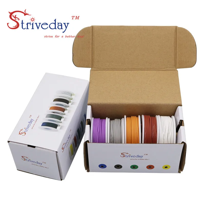 26AWG 50 метров 5 цветов Mix box 1 коробка 2 Упаковка гибкий силиконовый кабель провод