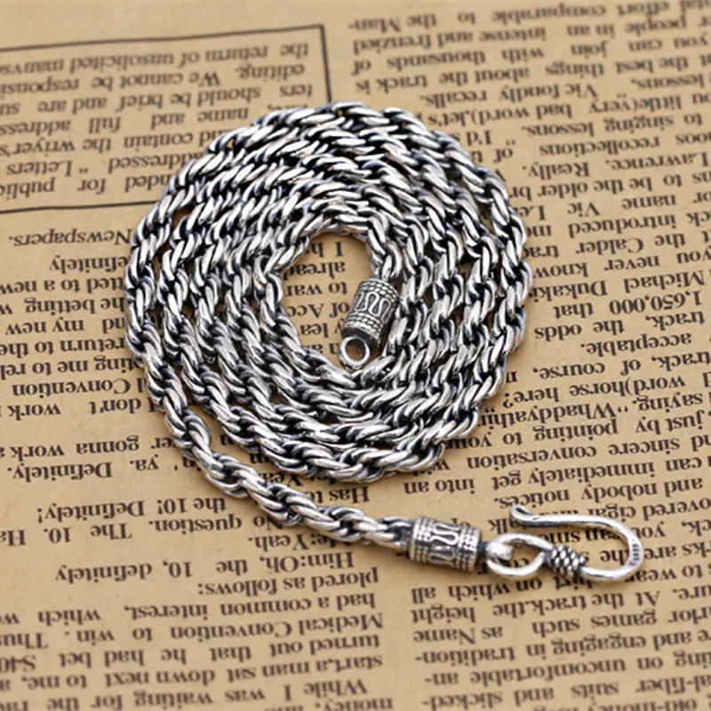 38g 100% Real Pure 925 Sterling Silver Initial Necklace 4MM Thickness Chain Men Gift Thai silver CHarms Choker long necklace | Украшения и