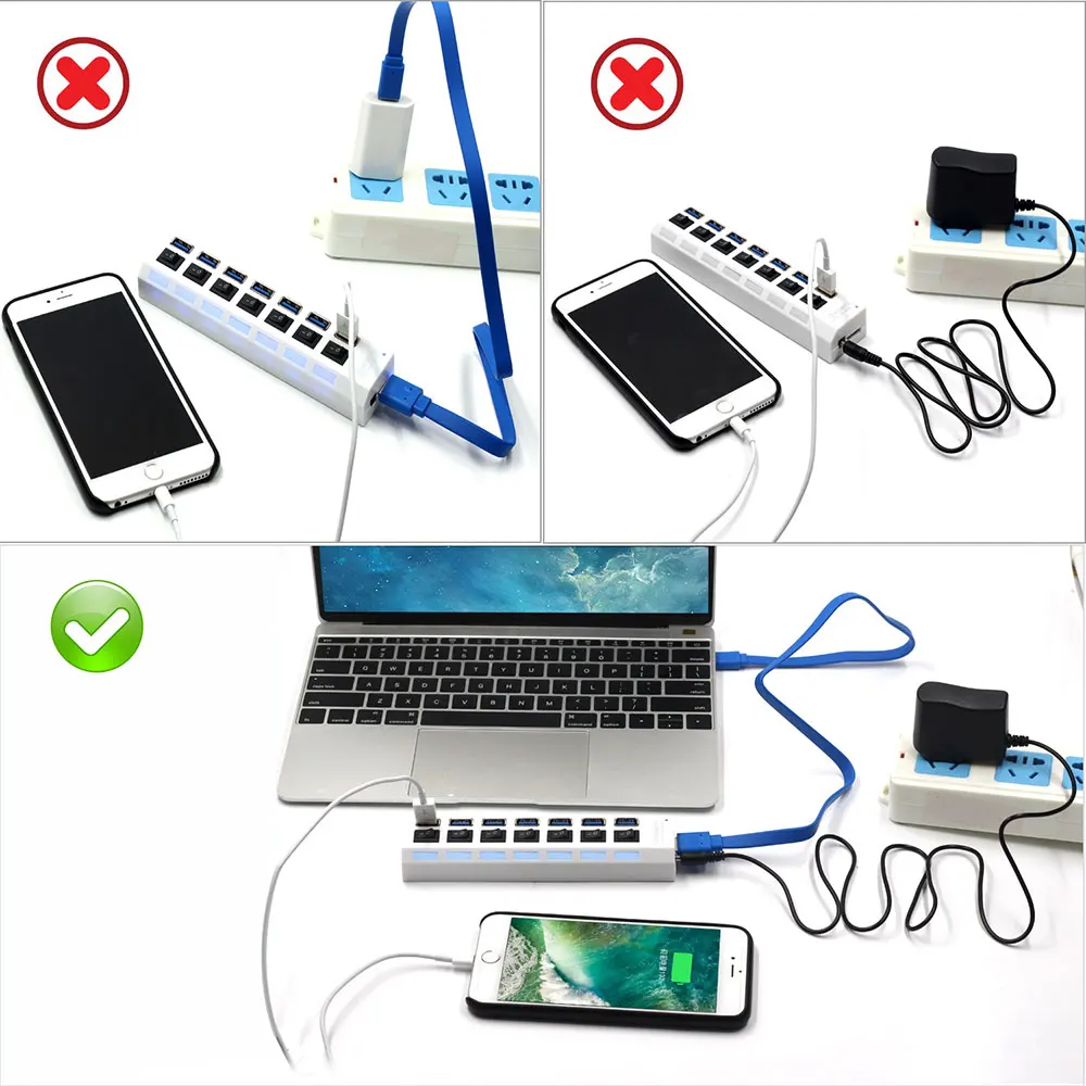 Usb-хаб 3 0 высокоскоростной 4 7 портов USB концентратор с адаптером питания EU/US/UK
