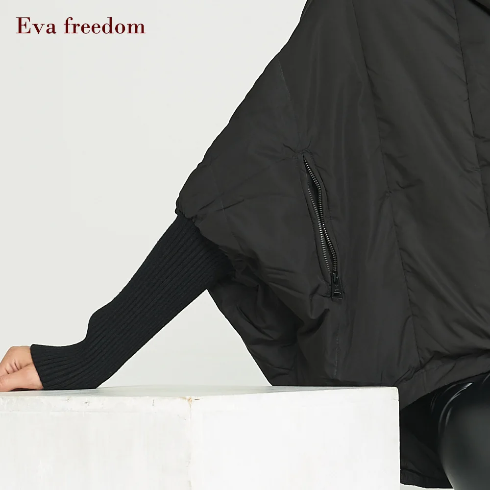 

New fashioned winter loose down coat hooded women's fashion loose short batwing sleeve cloak hooded down jacket for women EF6688