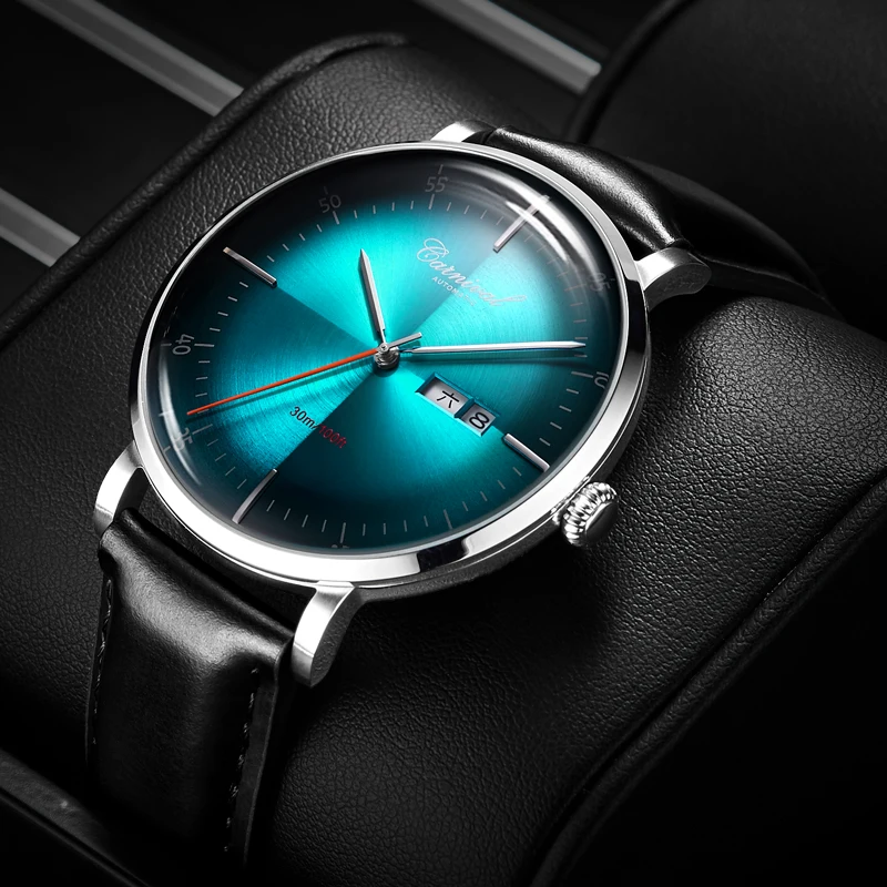 Carnival Automatic Mechanical Watch Men Leather Strap Mens Watches Top Brand Luxury Waterproof Wristwatches montre homme 8894G | Наручные
