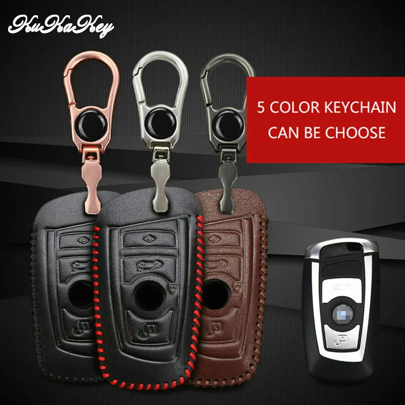 Kukakey For Bmw F07 F10 F11 520 525 3 Button Fashion Leather Car Auto Key Pack Cover Case Holder Shell Keychain Accessories | Автомобили и