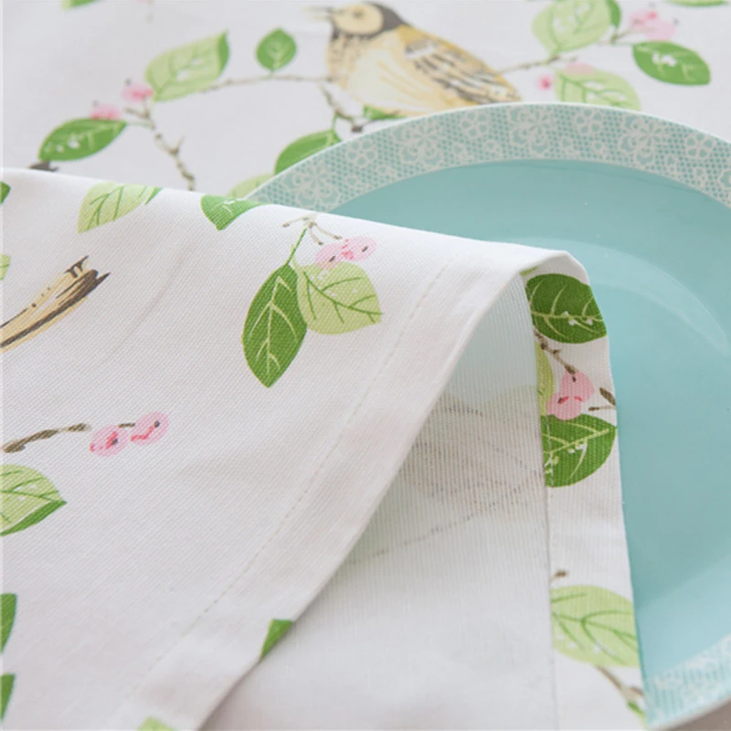 Высокое качество хлопковая скатерть на столе пасторальное дерево рисунок птицы