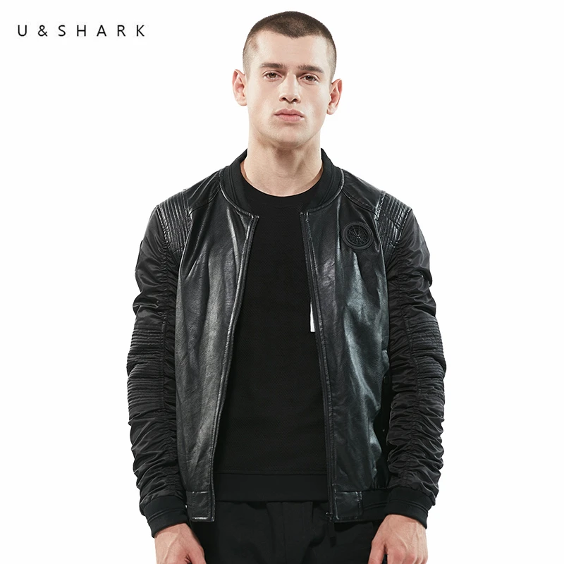 U &amp SHARK демисезонный мотоциклетные кожаные куртки для мужчин на молнии Костюмы