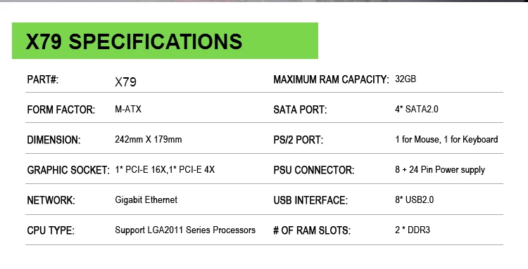 Kllisre X79 M2 набор материнских плат с Ксеон LGA2011 E5 2640 C2 2x8GB = 16 Гб 1600 МГц DDR3 память ECC Reg M-ATX USB2.0 PCI-E NVME