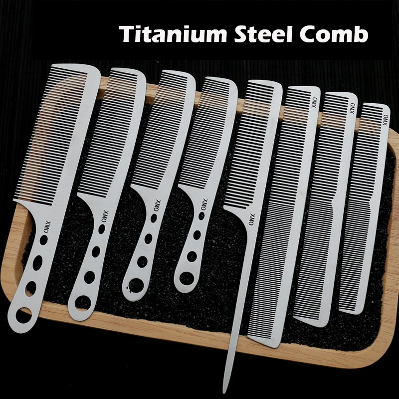 

Brainbow 1PC Titanium Steel Comb Professional Salon Hair Hairdressing Anti-static Barbers Comb Ultra Thin Hair Brush for Men