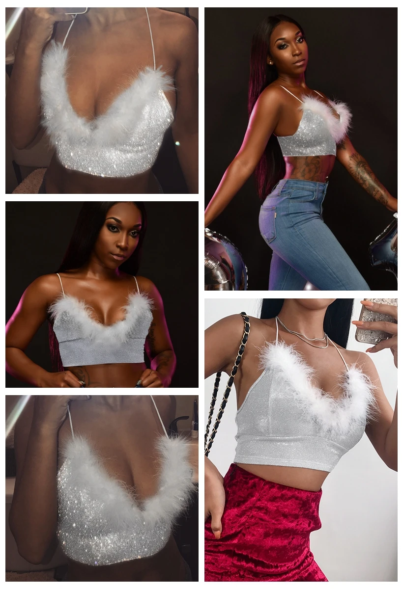 Сексуальный с открытыми плечами милый бандаж фестиваль Bralette укороченный Топ для женщин перо лоскутное Kawaii открытая спина летние вечерние топы