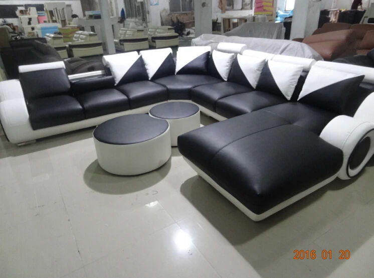 U образный угловой кожаный диван комплект для гостиной кресло с оттоманкой|sectional