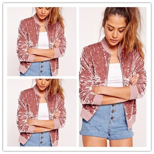 

2018 chic street style velvet europe station autumn and winter women short jacket