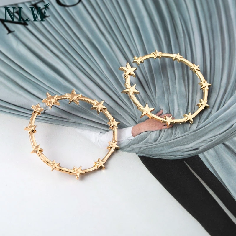 NLW Boho Star женские серьги гвоздики Золотой Серебряный круг Эффектные подарок