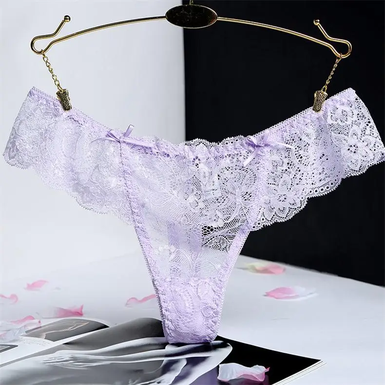 Light Purple Женские трусики, женское нижнее белье, мягкие дышащие кружевные сексуальные трусики, женские трусы, стринги, трусики с низкой посадкой - Color: Light Purple