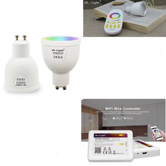 Milight GU10 5 Вт лампочка Mi Light Lampada Led RGBW RGBWW прожектор изменение цвета затемнения лампа 2,4 г пульт дистанционного управления Wi-Fi приложение контроллер