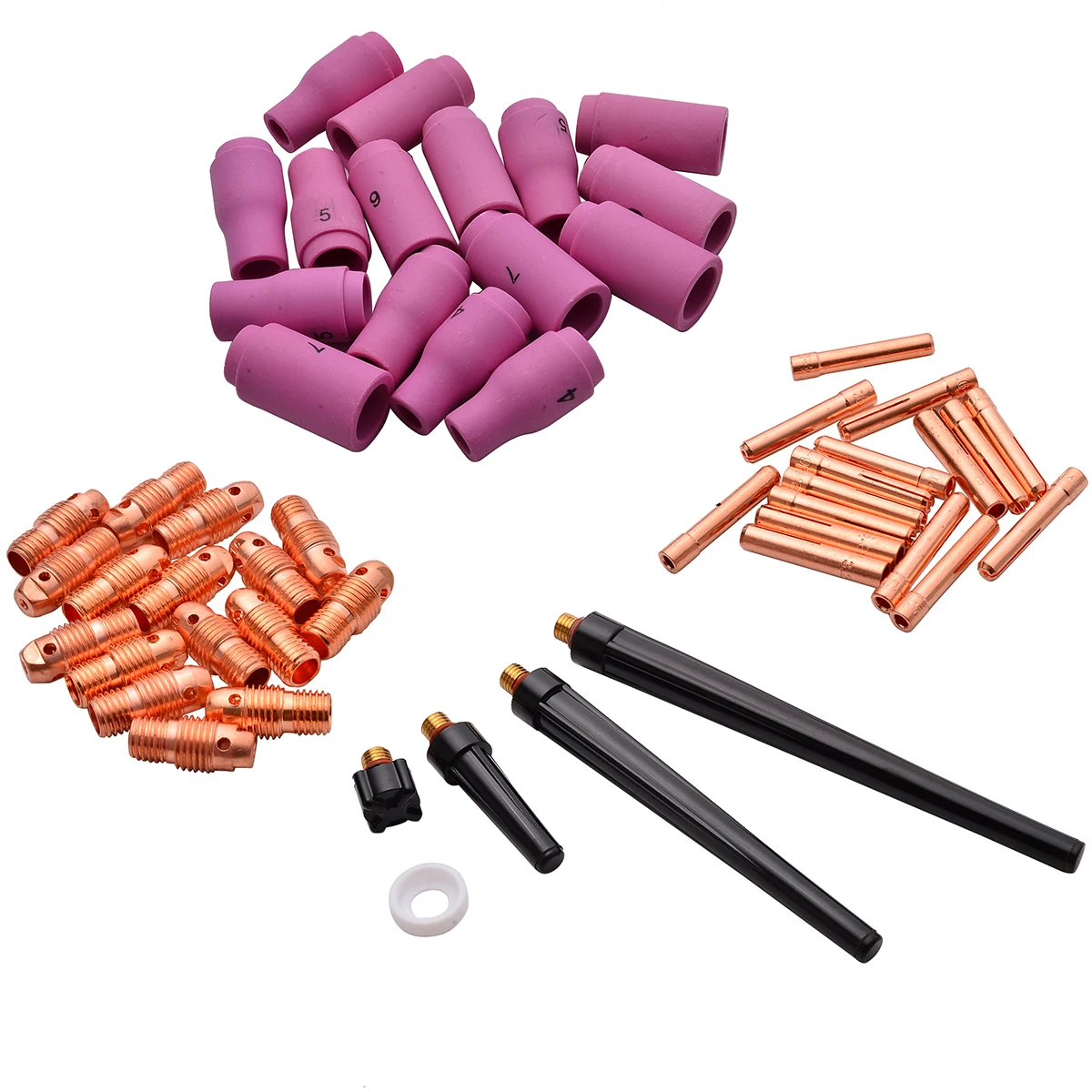 

53pcs/Set Welding Torch Body Parts Gas Lens Nozzle Collet Cup Kit For Welding Gun SR WP9 20 25