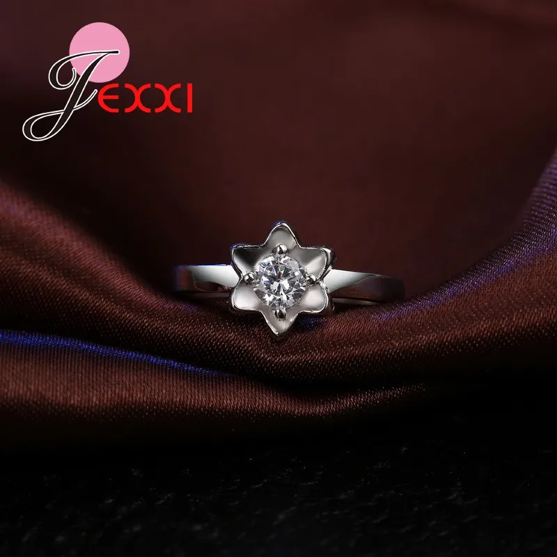 Женское кольцо из серебра 925 пробы с геометрическим узором и цветами|925 sterling silver