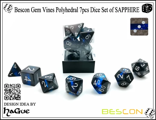 Bescon минеральные камни драгоценные лозы многогранные D& D игральные кости Набор из 7, ролевые игры игральные кости 7 шт. набор сапфиров