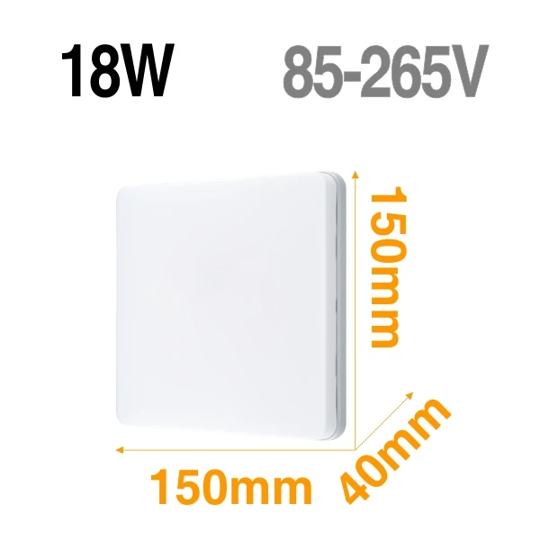 18W Square Квадратный светодиодный панельный светильник, 18 Вт, 24 Вт, 36 Вт, 48 Вт, светодиодный потолочный светильник, потолочный светильник AC85-265V, круглый потолочный светильник для дерации, Домашний Светильник ing - Испускаемый цвет: 18W Square