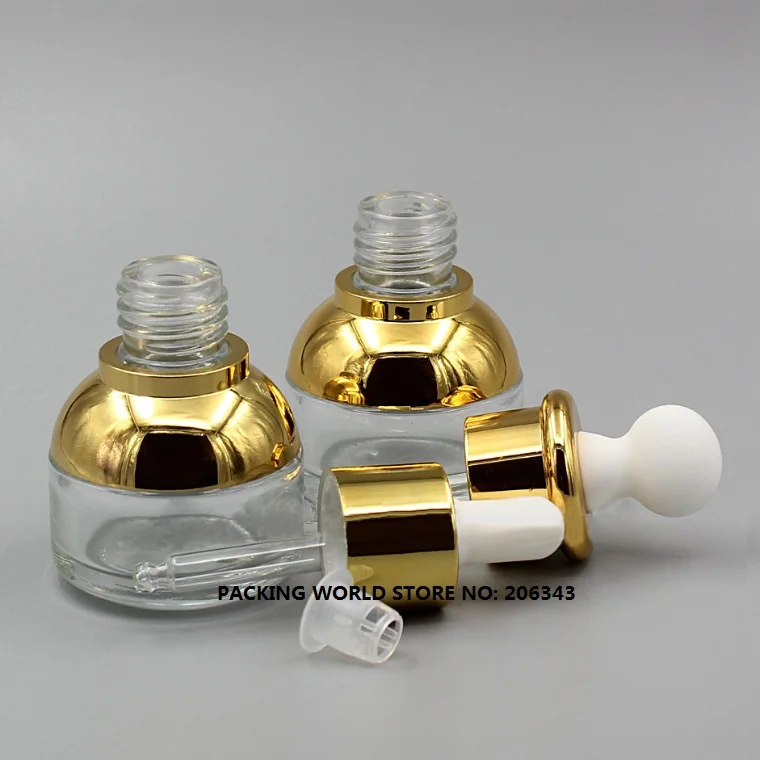 20 мл прозрачная стеклянная бутылка с золотым плечевым воротником для