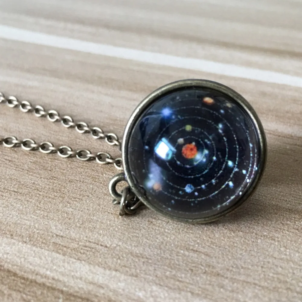 2019 New Galaxy Двусторонняя Цепочки и ожерелья Вселенная серьги в виде планет картина