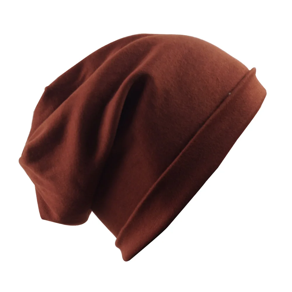 Простая вязанная хлопковая шапка Skullies для женщин унисекс шеи Теплая весенне-осенняя Уличная Повседневная шапка мужские береты бини - Цвет: 20