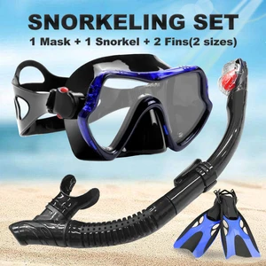 Профессиональные антизапотевающие очки для дайвинга YFXcreate, маска + трубка для легкого дыхания + набор ласт