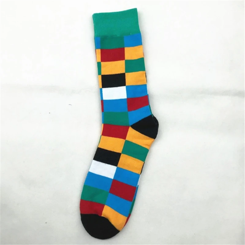 OKOUFEN 2019 Hot Sale Casual Men Socks New fashion design Plaid Colorful happy Business Party Dress Cotton Man | Мужская одежда