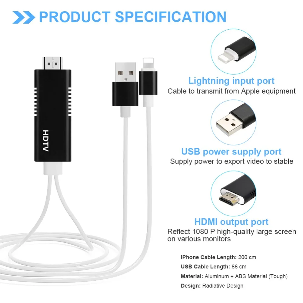 Metrans 8 Pin к hdmi-кабель адаптер USB кабель HDMI 1080 P аудио сплиттер HDTV AV для iOS 10 11 12 iPhone X |