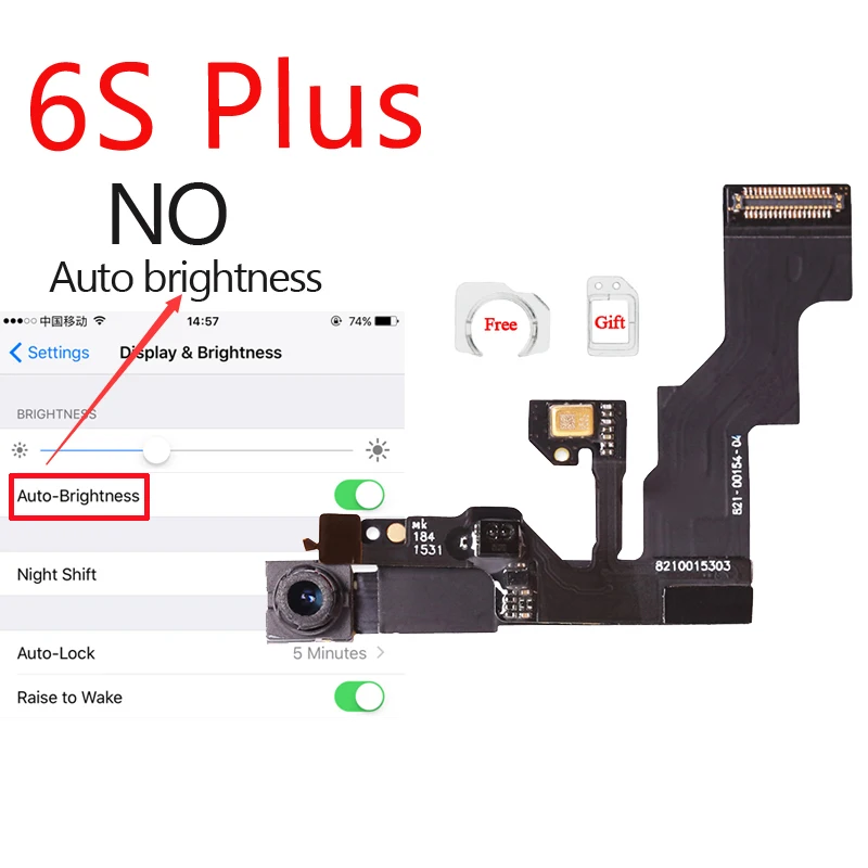1 шт. новое кольцо-держатель для передней камеры для iPhone 5 5S 5C 6S 6 Plus фронтальная камера объектив правый датчик приближения гибкий кабель - Цвет: 6s PLUS No Brightn