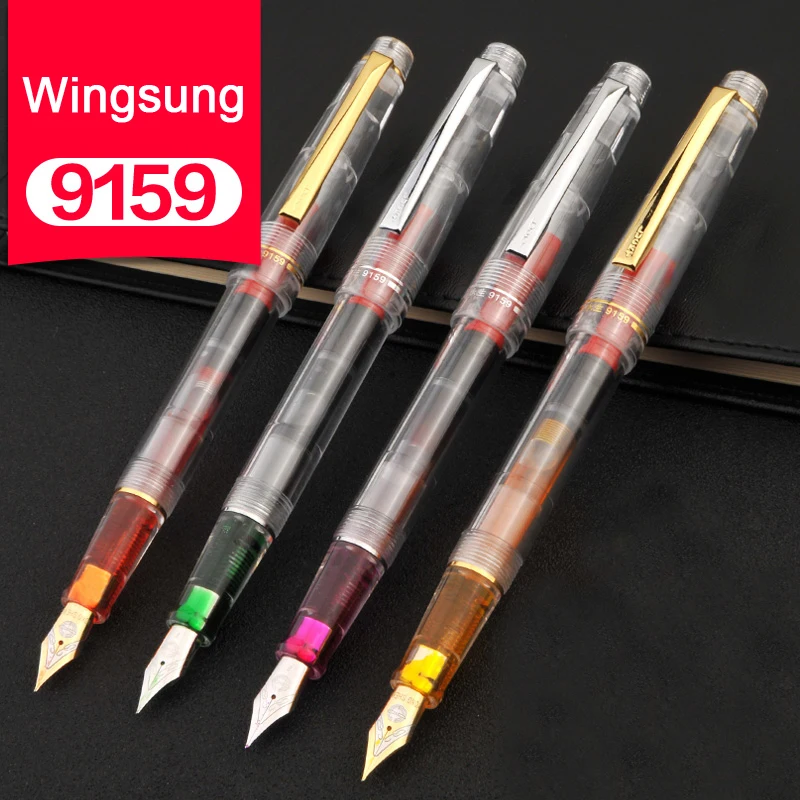 Перьевая ручка Wingsung 9159 Роскошная золотая и серебряная с зажимом 0 38 мм EF