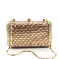 champagnegold diamond crystal day clutches bag evening party minaudiere box clutch purse bridal crossbody messenger bags wallet