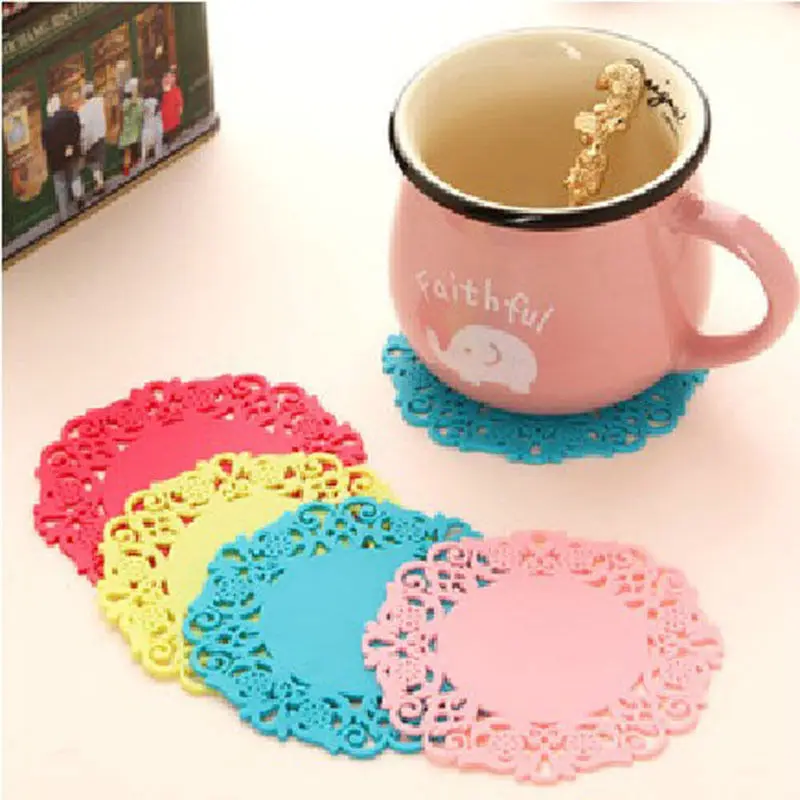 10 шт. нескользящий Силиконовый коврик в форме цветка|insulation pad|cup cushiondesign coasters |