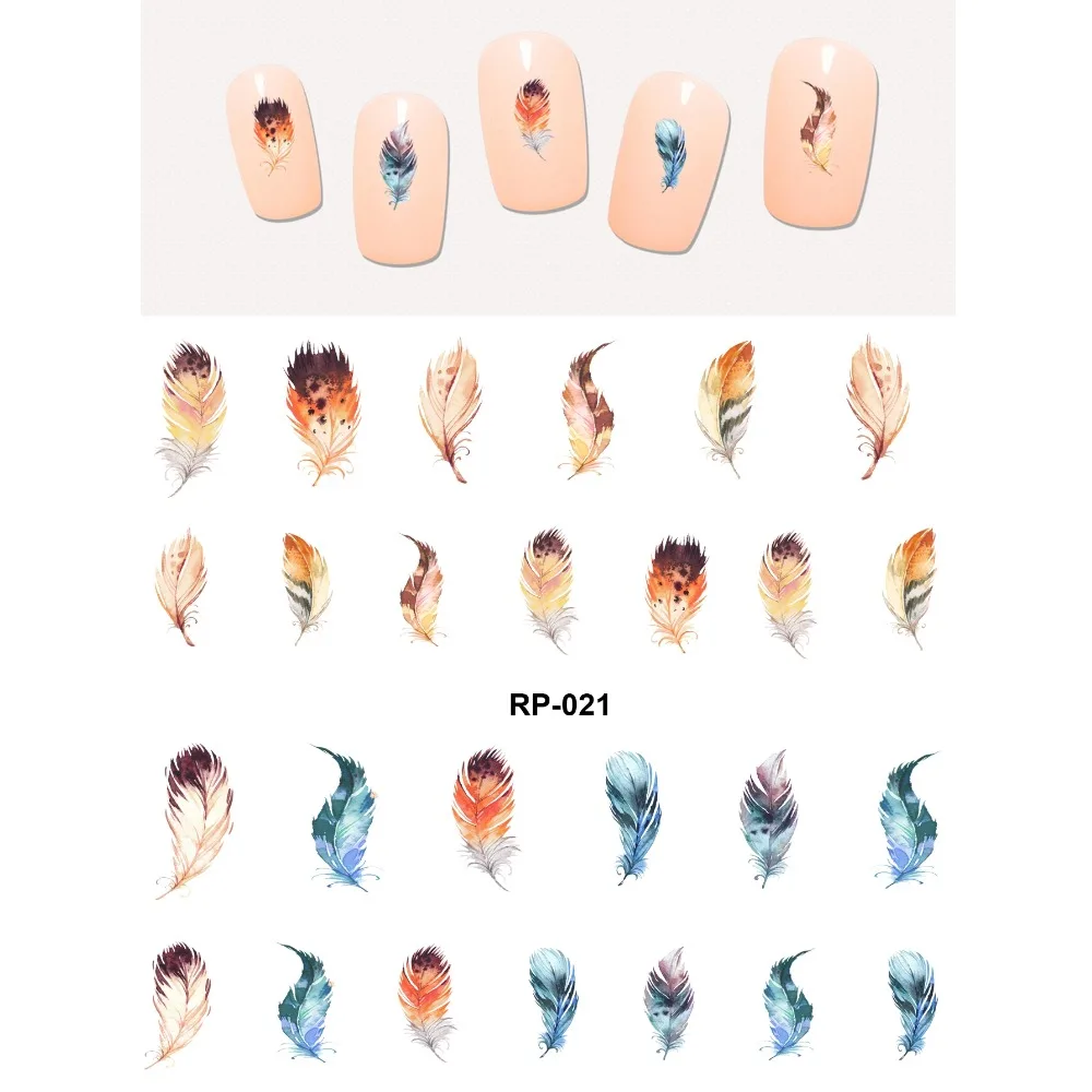 Красивая водная наклейка для дизайна ногтей слайдер птица перо павлина