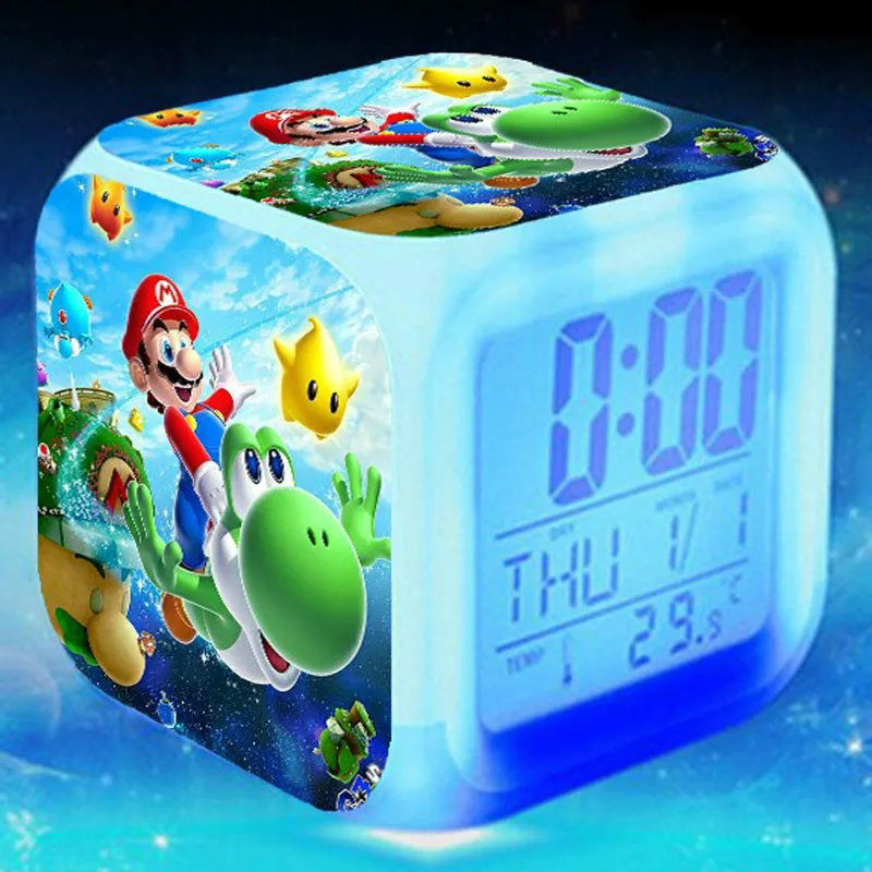 1 Super mario bros Детский будильник, Мультяшные цифровые часы, светильник wake up, светодиодные часы, reloj despertador, настольные часы reveil, настольные часы wekker - Цвет: 1