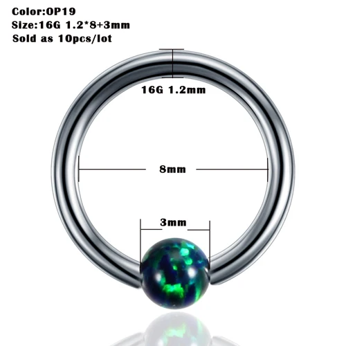 X10-T1310 10 шт./лот кольца в нос из титана Спираль пирсинг раковины Daith пирсинг серьги козелок CBR бровей кольцо для соска ювелирные изделия для пирсинга тела - Окраска металла: X10-T1310