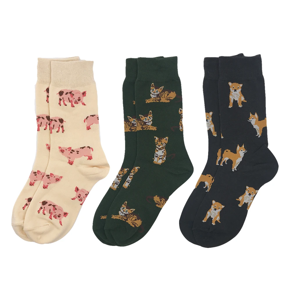 

VPM 3 Pairs/Lot Women Cute Pet Shiba Inu Crew Socks Kawaii Lovely Female Girls Puppy Dog Animals Combed Cotton Short Sock