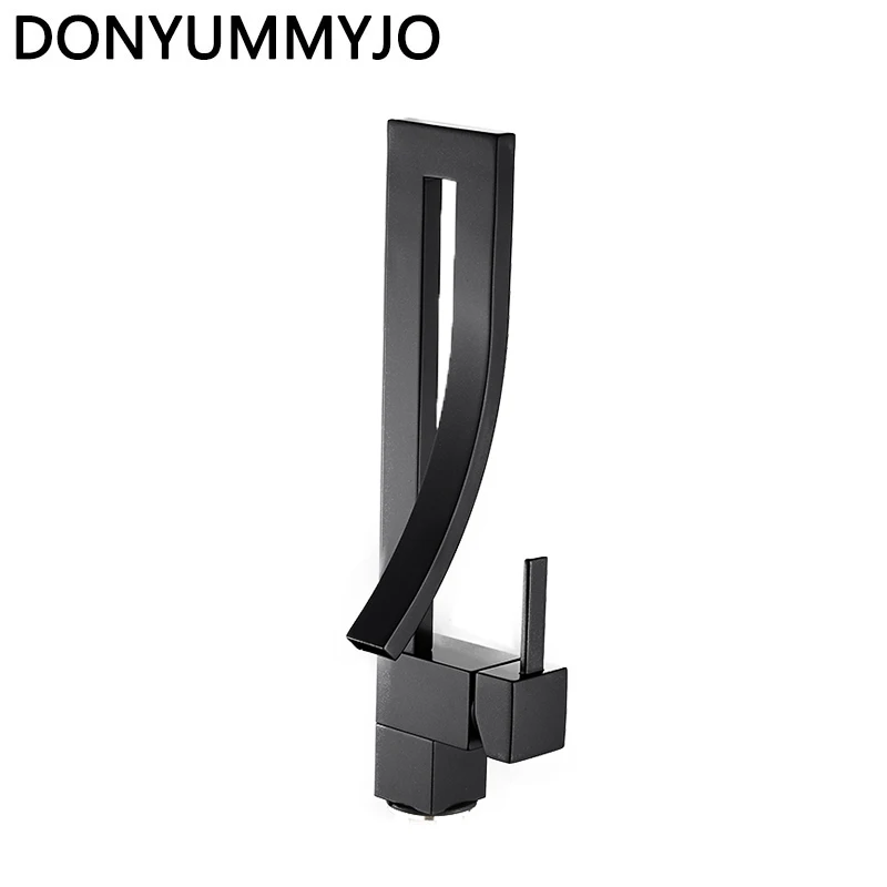 DONYUMMYJO новый кухонный кран устанавливаемый на бортике черный квадратный водопад