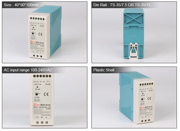 MDR-40 12V 5V 15V 24V 36V 48V 40W din-рейка ac-dc Блок питания 110V 220V