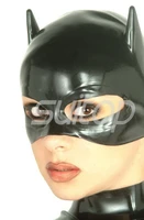 suitop latex hoods rubber mask for ault in metallic color latex with back zip