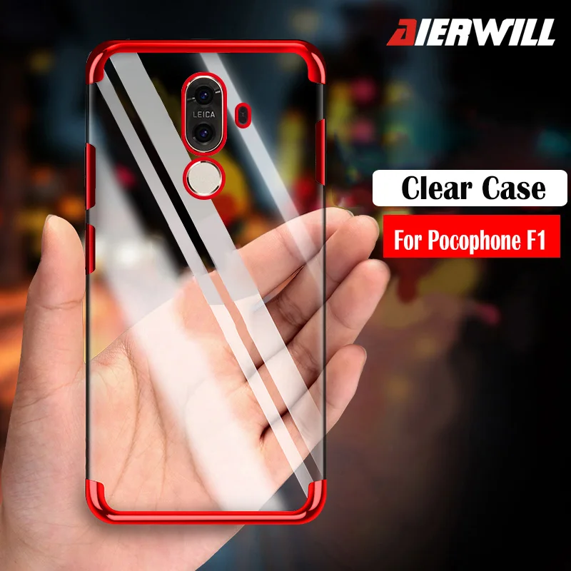 Clear Case For Pocophone F1 Plating Cover Soft Slim TPU Silicone bumper Protector case Xiaomi Pocophon Poco f1 |