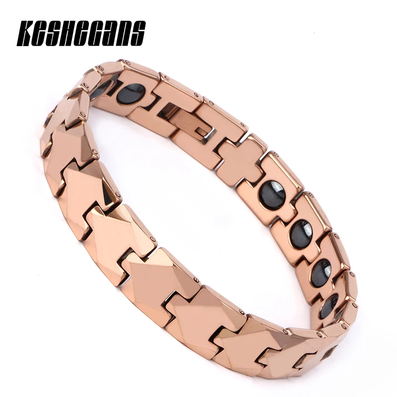 Браслет из вольфрамовой стали под розовое золото энергетический Магнитный