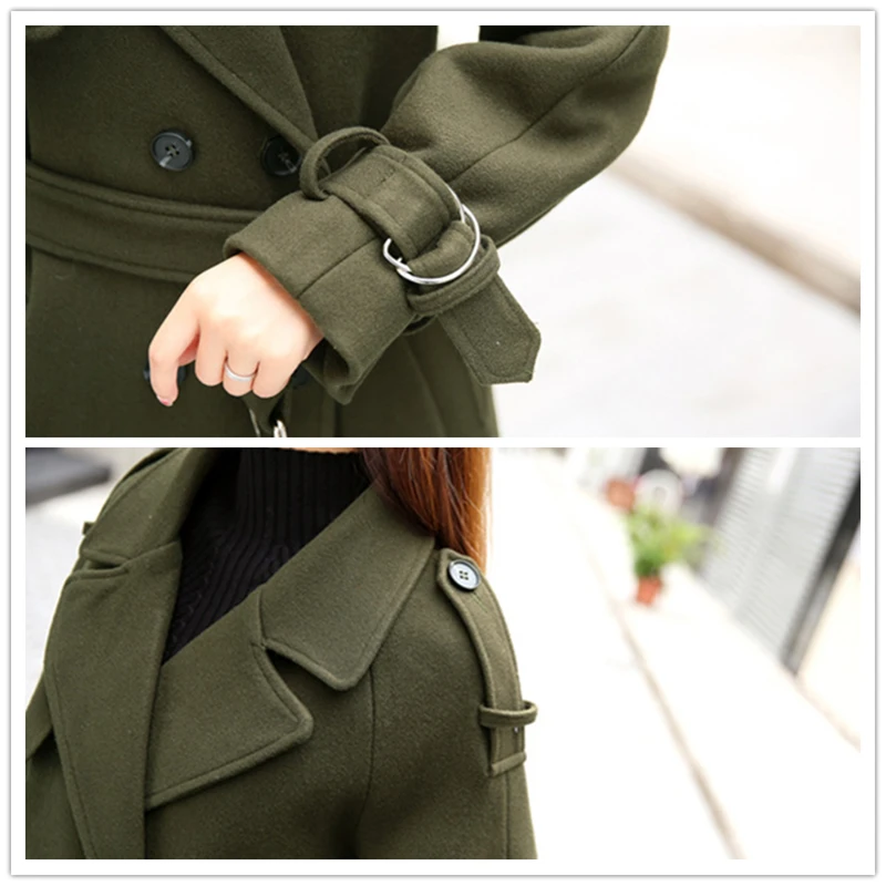2018 весна осень зима куртки для женщин с карманами на поясе шерстяное пальто