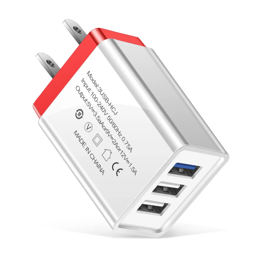 Red US Plug Suhach 3 Порты и разъёмы USB Зарядное устройство Путешествие адаптер 5В 3.1A стены Портативный штепсельная вилка европейского стандарта Зарядное устройство мобильного телефона Зарядное устройство для iPhone samsung Xiaomi - Тип штекера: Red US Plug