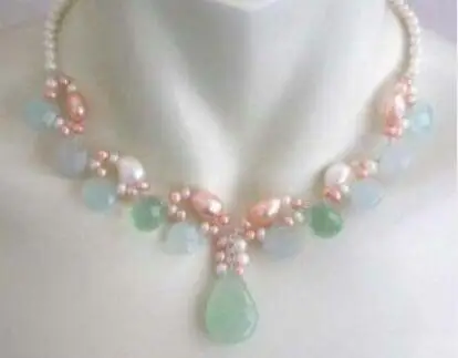 Разноцветная бело-Розовая Жемчужина Опаловое сердце из бисера цепочки и