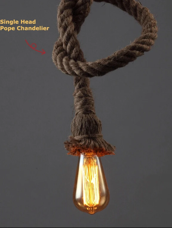 Креативные Ретро подвесные светильники из веревки винтажная Подвесная лампа в