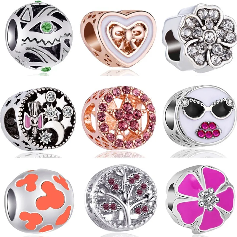 Роскошные разноцветные браслеты Pandora с полыми буквами и сердцами рыбами цветами