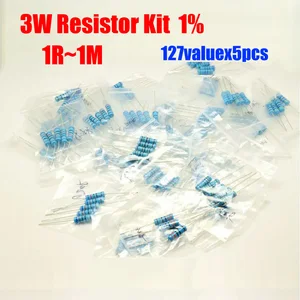 Набор резисторов 3 Вт, металлическая пленка, 127valuesX5pcs = 635 шт., 1R  1M