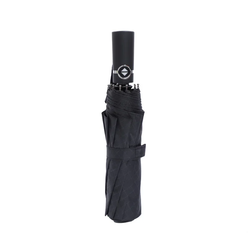 

Umbrella Sun Umbrella Full-automatic Foldable Umbrella with 10 Ribs Reinforced Wind-proof Triple Folding Black Rubber Umbrella