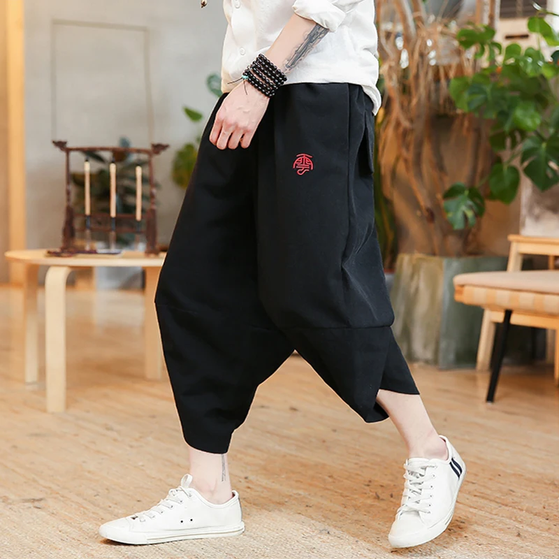 Размеры плюс M-5XL хлопковые льняные свободные штаны-шаровары штаны для девочек